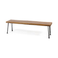 Zion Industrial Wood And Metal Rectangular Bench Teak Wood