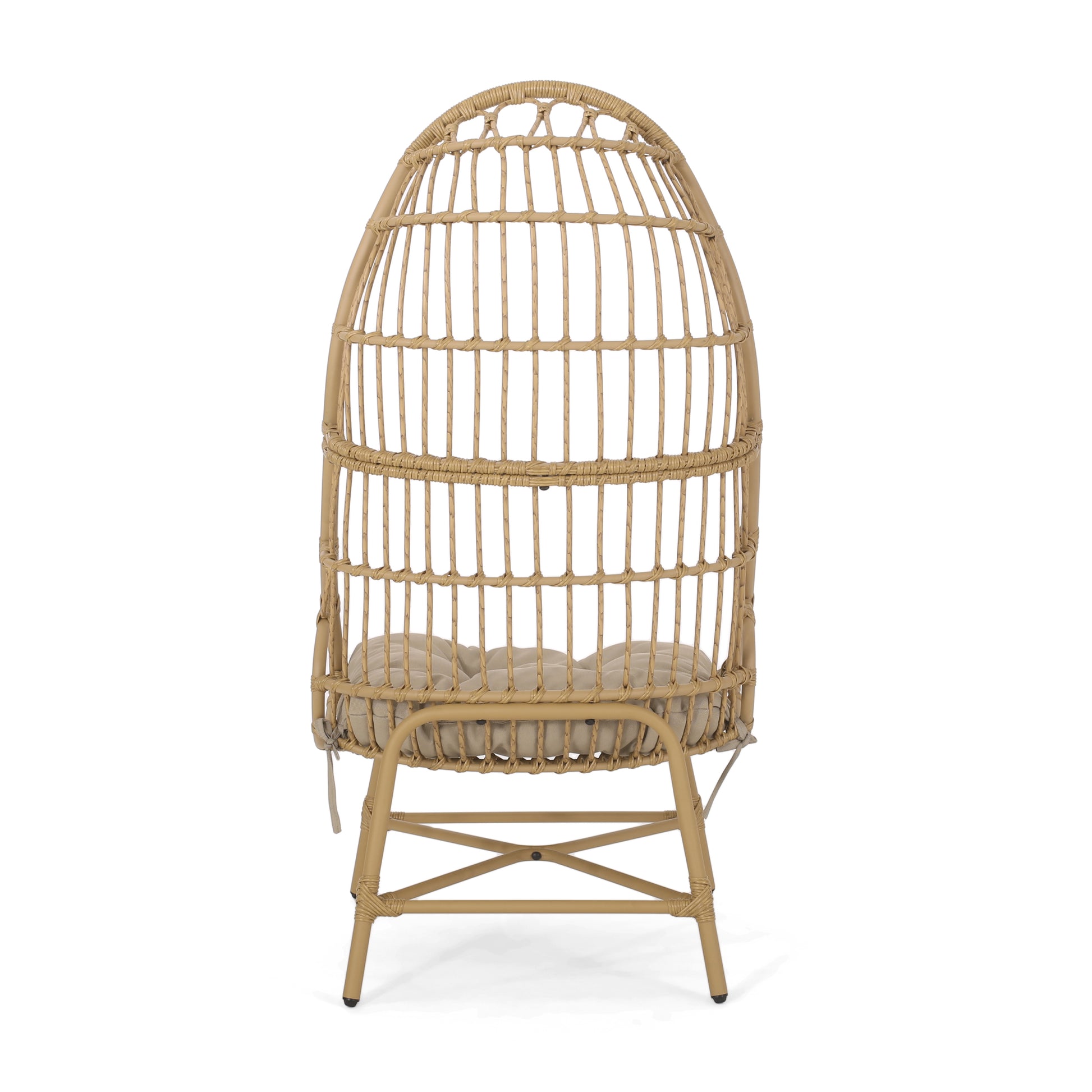 Elon Cocoon Chair Light Brown Pe Rattan Iron Waterproof Fabric