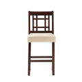 Counter Height Chair With 5Cm Cushion Set Of 2 Mahogany Beige Velvet