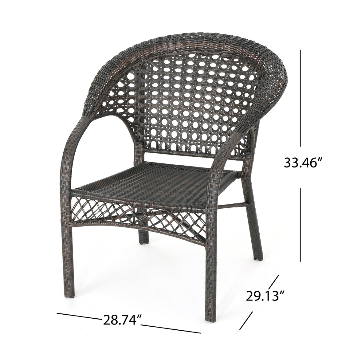 Figi Pe Wicker Fanback Stacking Chair,1Pc Brown Multi Iron