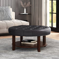 Round Ottoman Black Pu