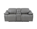 Alpine Leather Dual Power Console Loveseat Dark Gray Dark Gray Wood 2 Seat