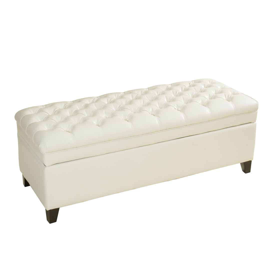 Juliana Storage Ottoman Ivory Leather