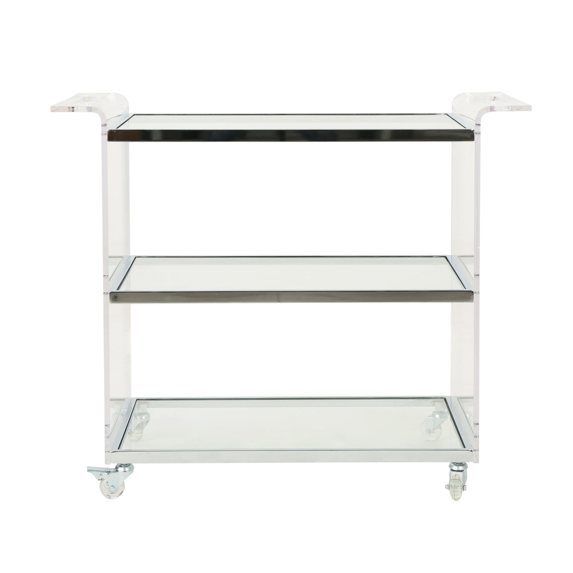 Bar Cart Clear Rattan Metal