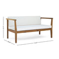 Outdoor 4 Seater Acacia Wood Chat Set With Coffee Table With Cushions, Teak And Beige Beige Acacia Wood