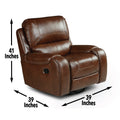 Keily Manual Motion Swivel Recliner Dark Brown Dark Brown Faux Leather