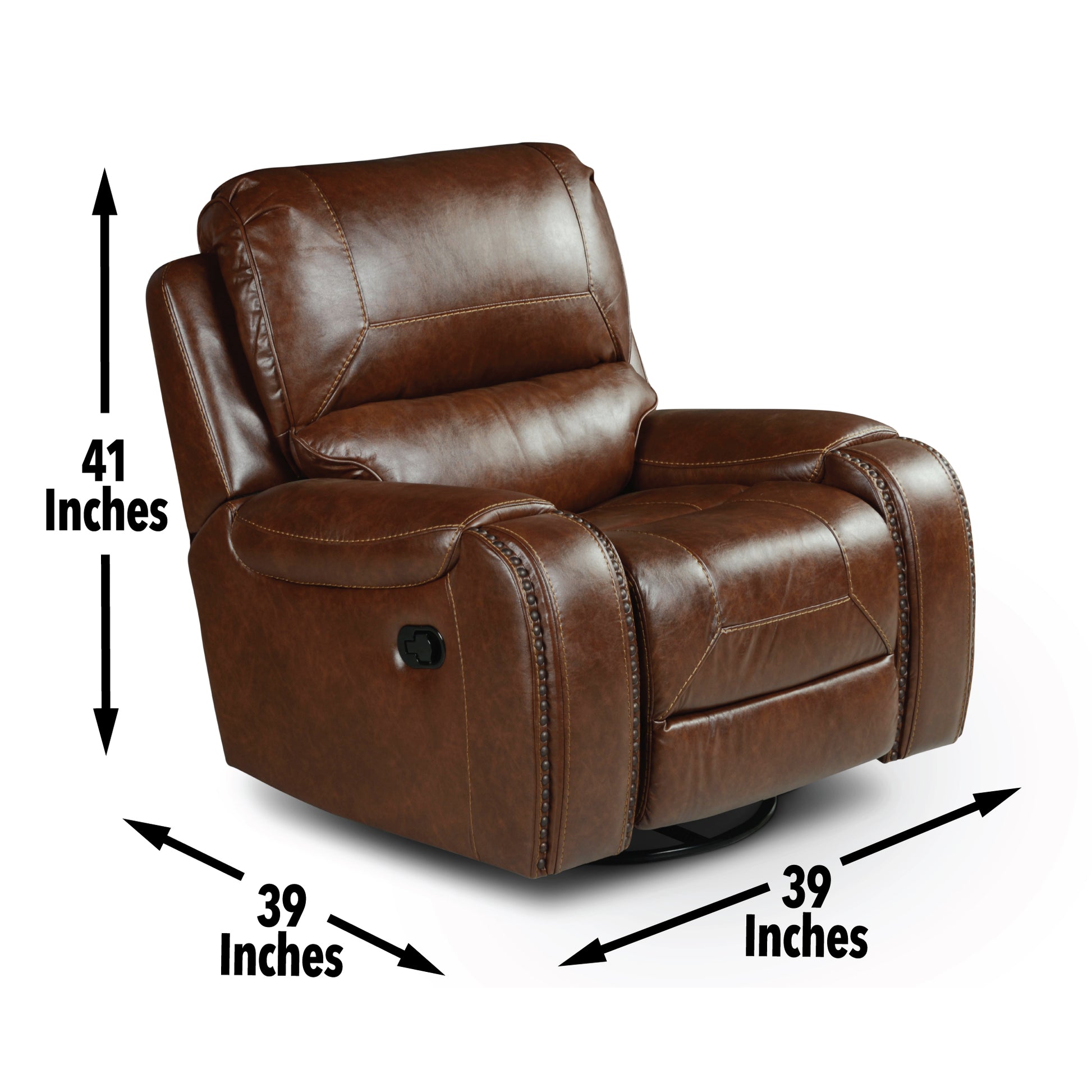 Keily Manual Motion Swivel Recliner Dark Brown Dark Brown Faux Leather