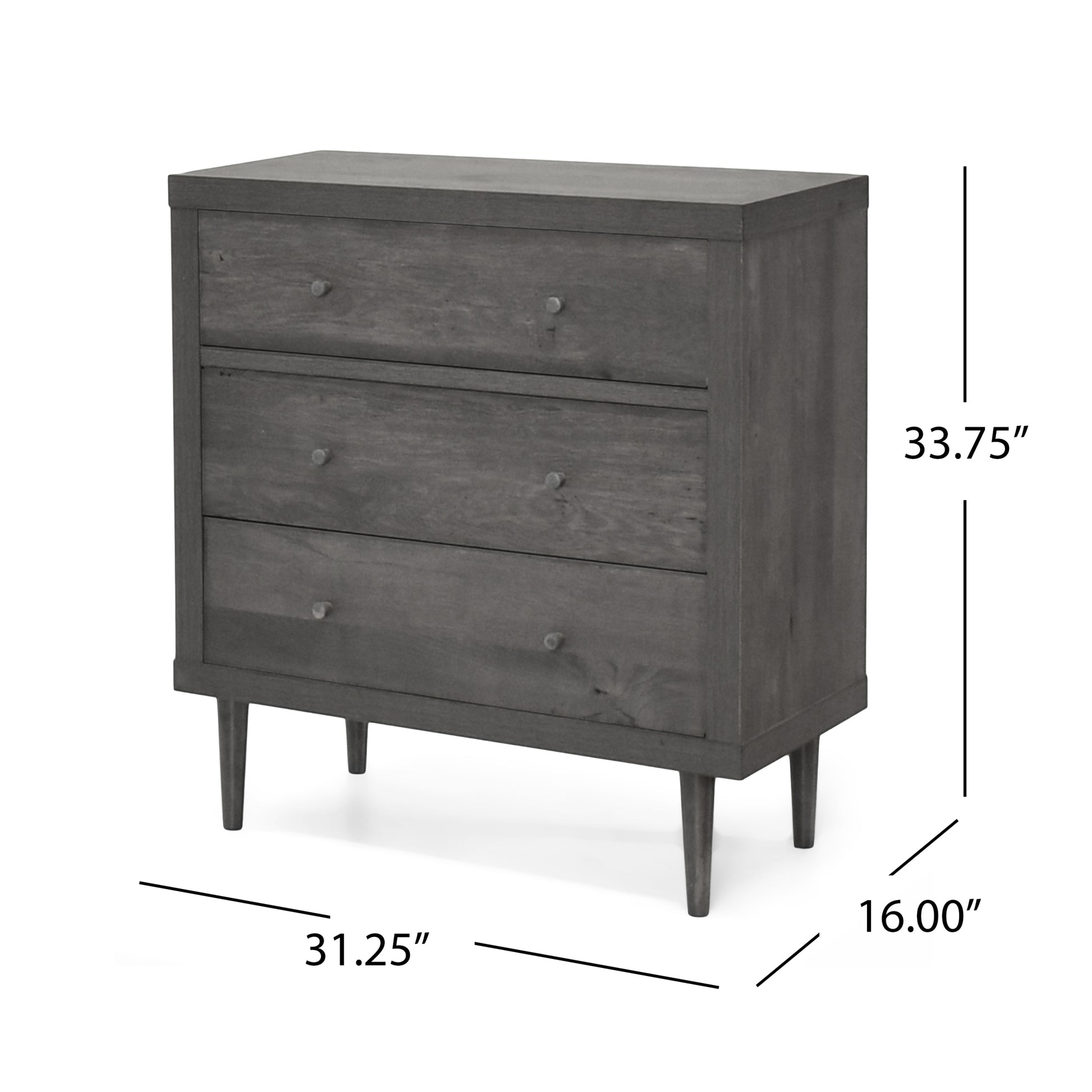 Nordic 3 Drawer Chest Grey Mdf