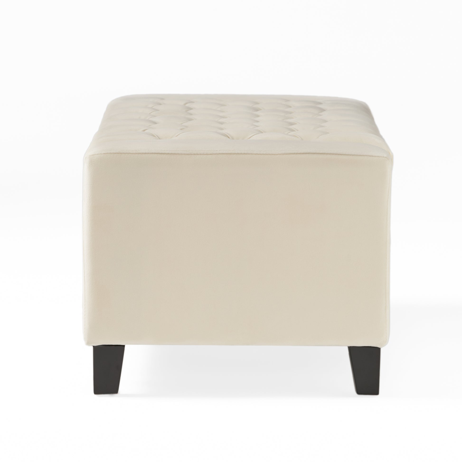 Guernsey Ottoman Ivory Velvet