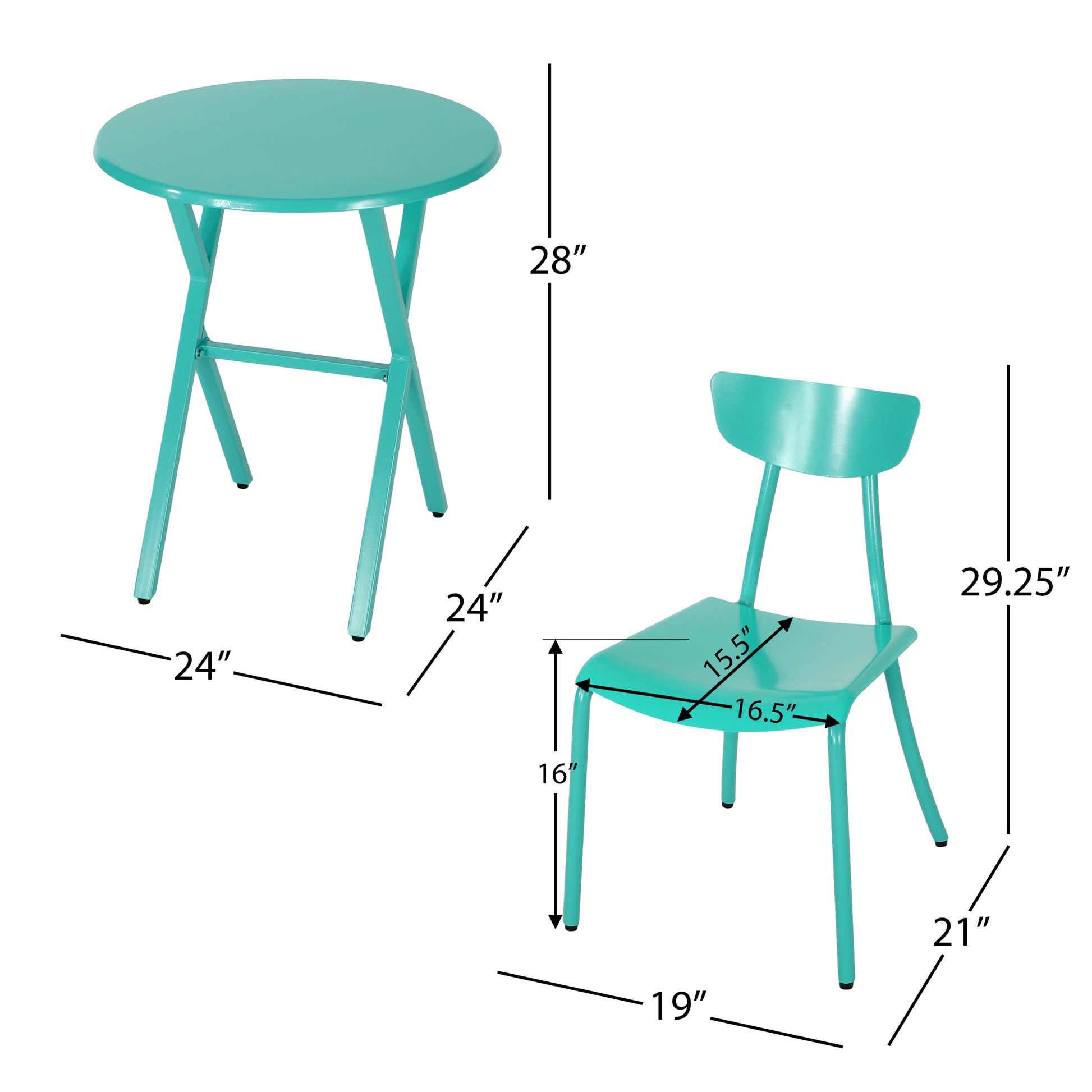 Taro Bistro Set Teal Iron