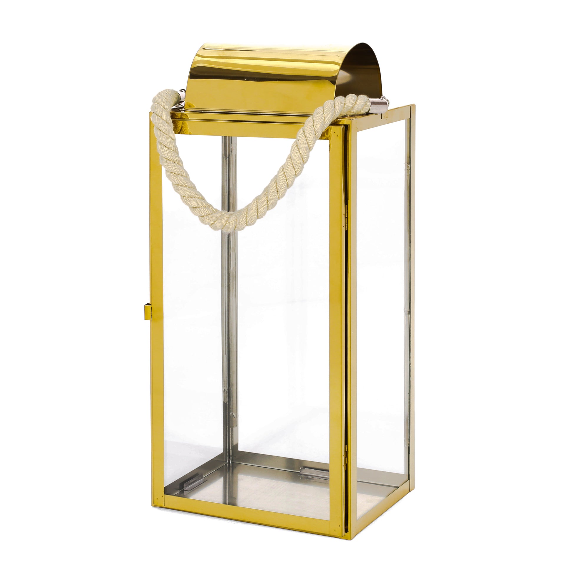 Larry 19"H Stainless Steel Lantern Gold Stainless Steel