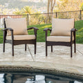 Honolulu Brown Club Chair 2 Brown Tan Pe Rattan Iron Waterproof Fabric