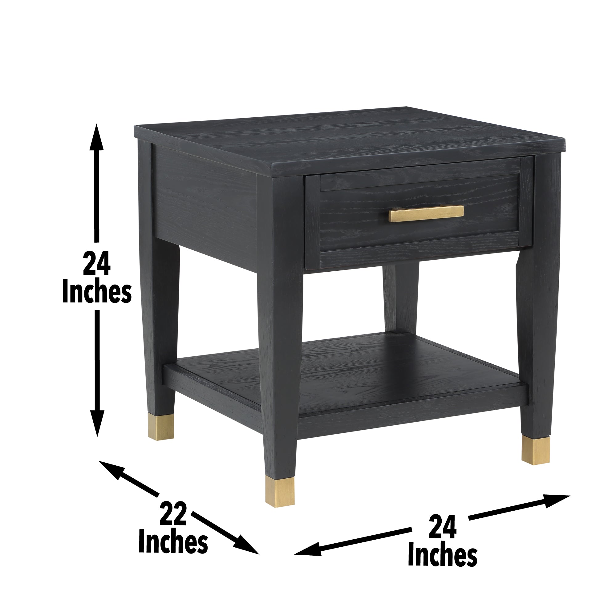 Yves End Table Black Black Wood