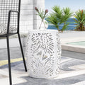 Metal End Table Large White Iron