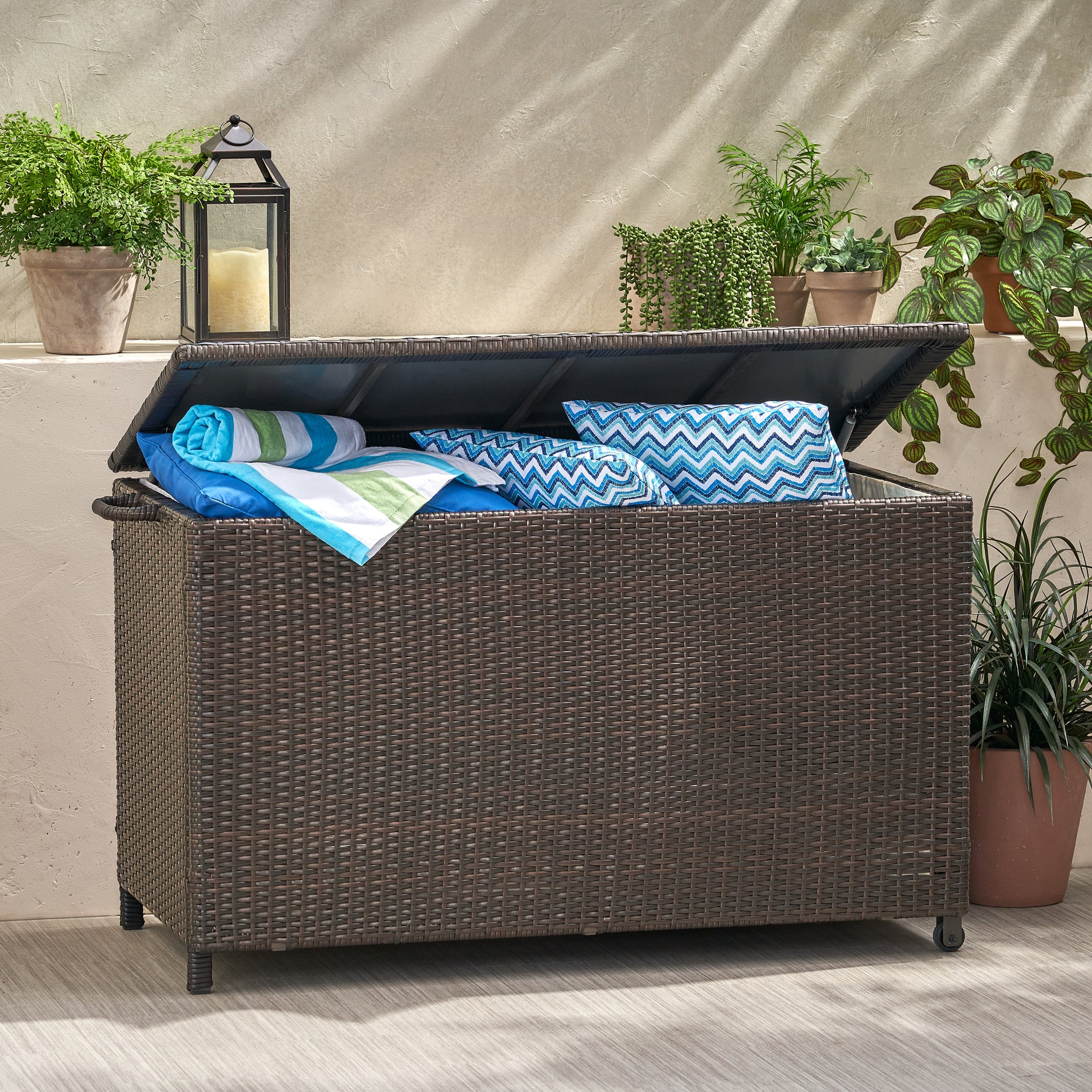 Blake Wicker Cushion Box Brown Multi Rattan