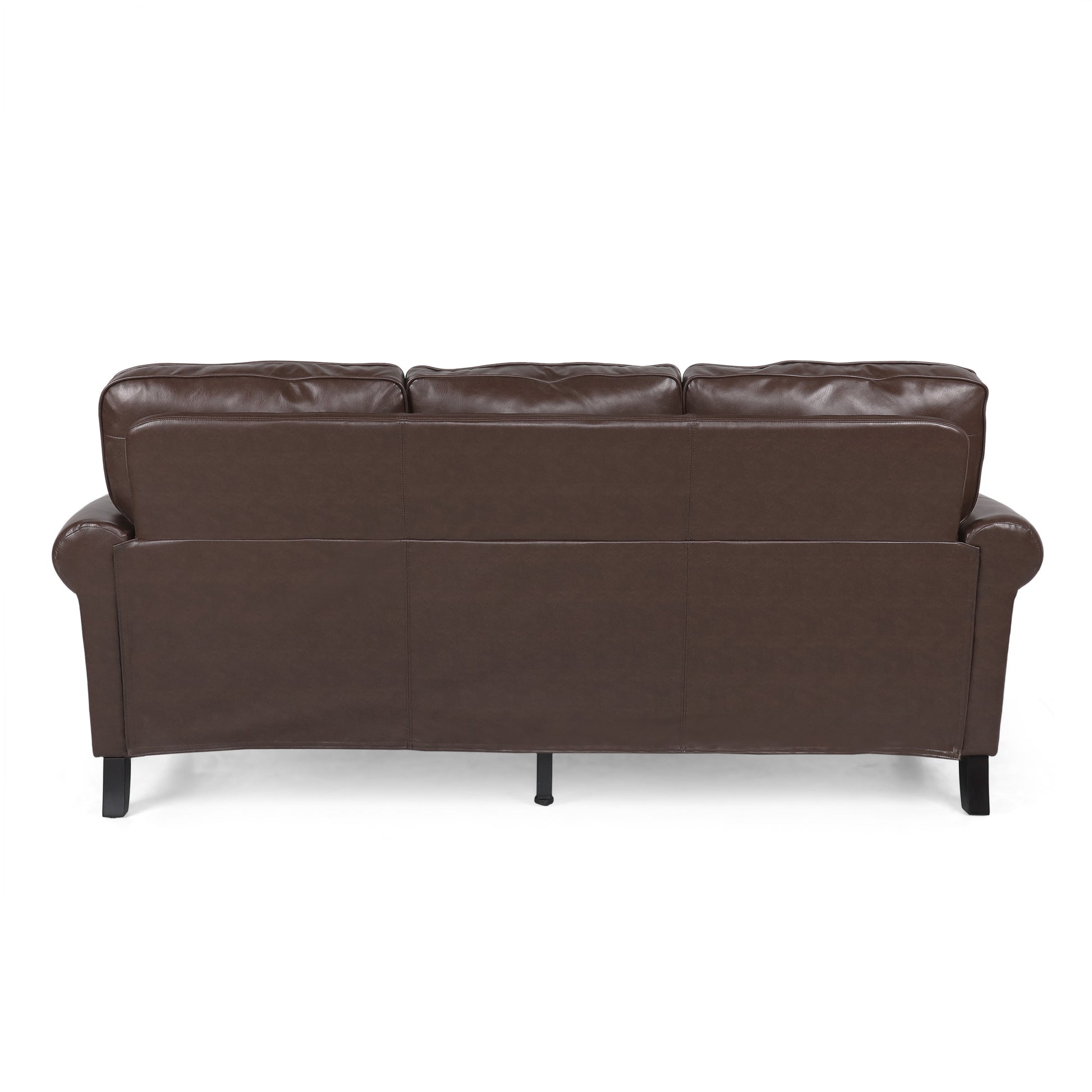 3 Seater Sofa Dark Brown Faux Leather 3 Seat