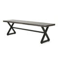 Outdoor Aluminum Dining Benches With Steel Frame, 2 Pcs Set, Grey Black Grey Black Aluminium