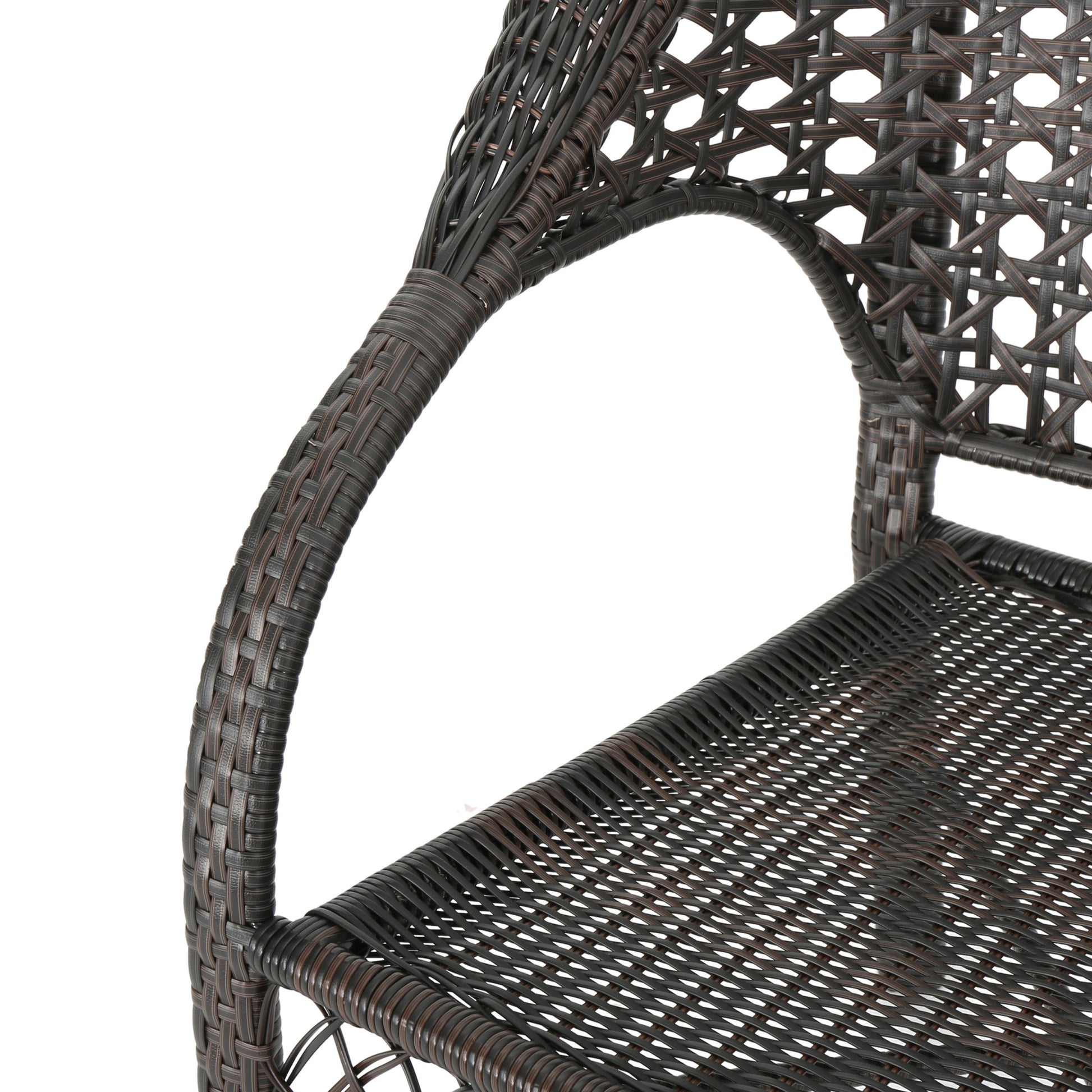 Figi Pe Wicker Fanback Stacking Chair,1Pc Brown Multi Iron