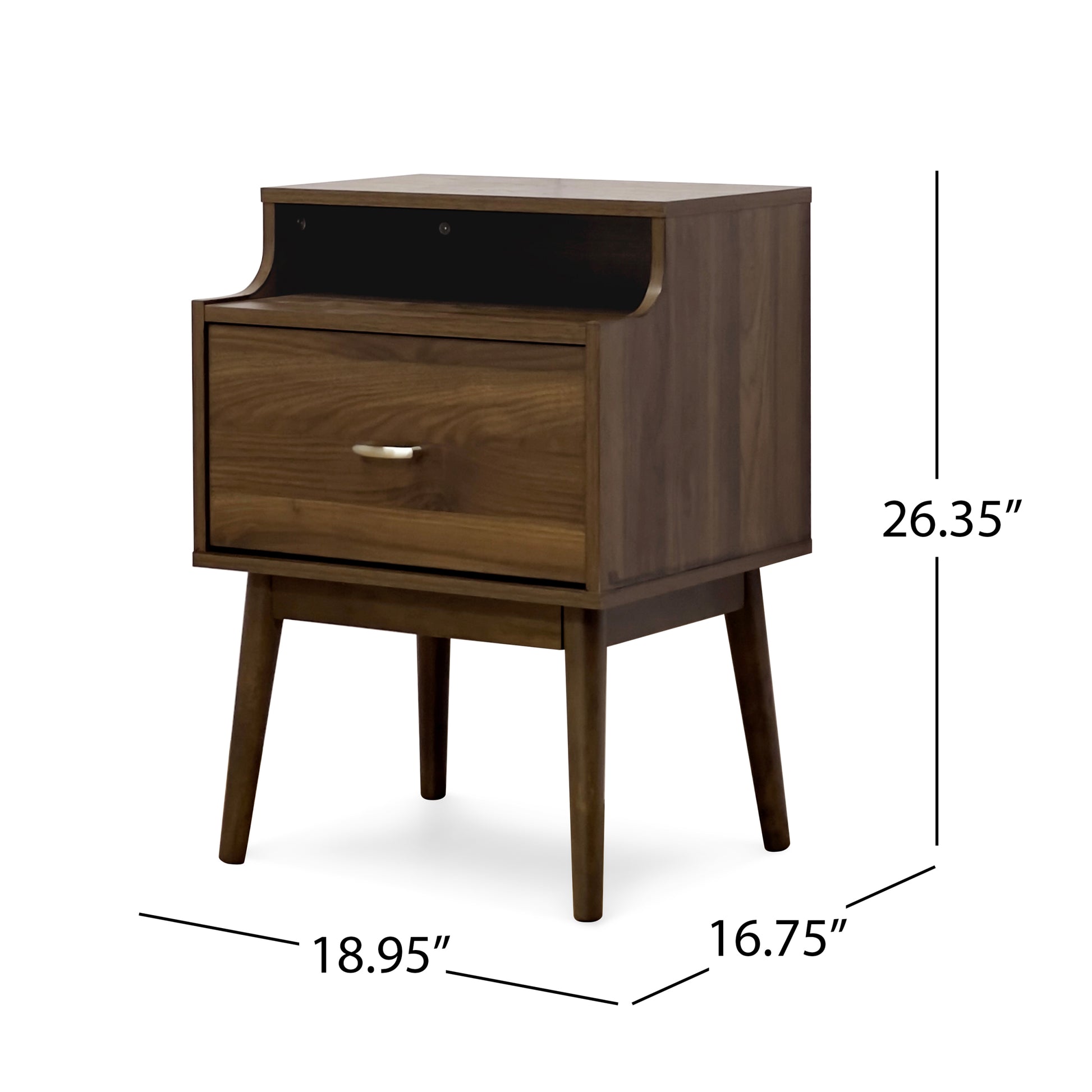 Disa 1 Drawer Nightstand Walnut Mdf