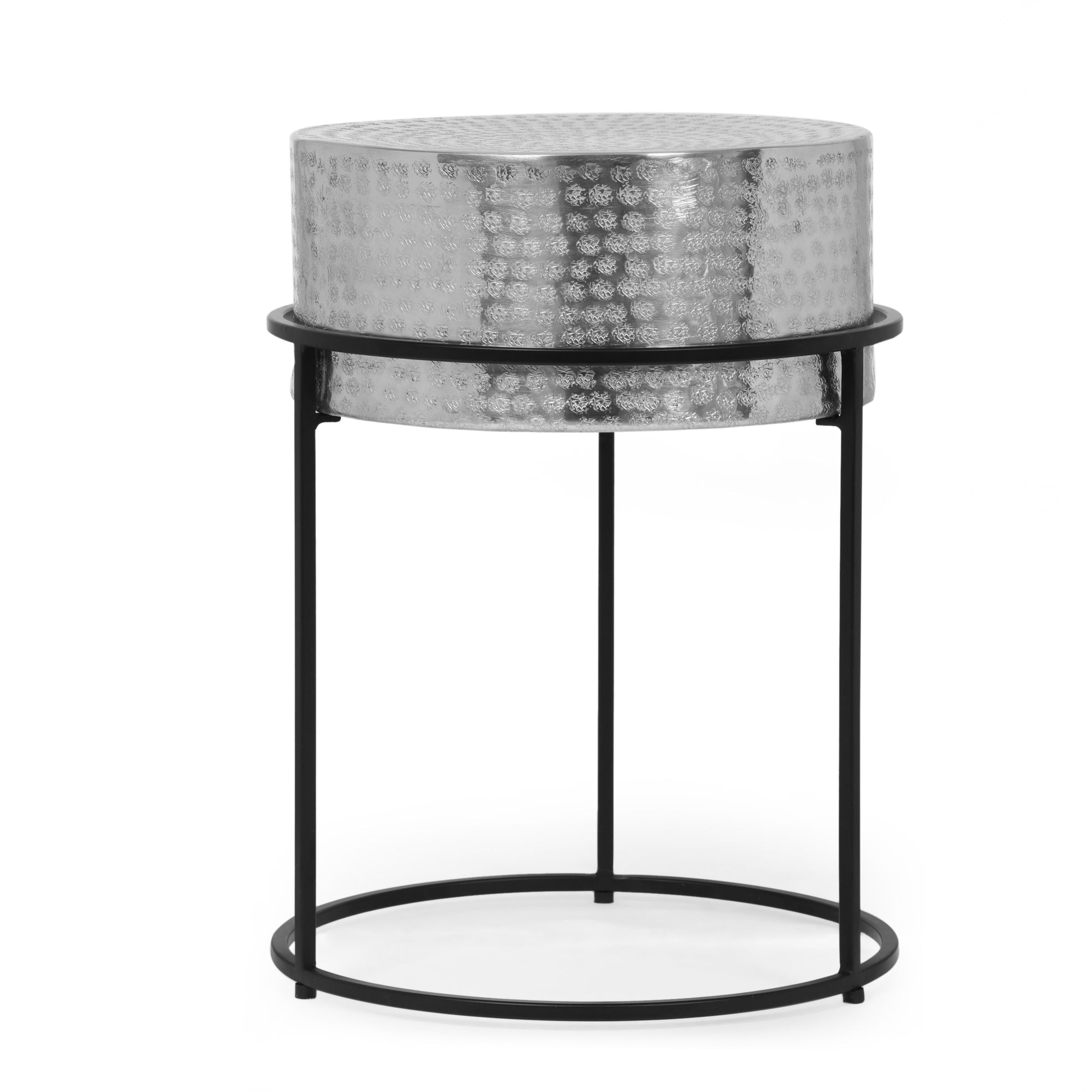 Round End Table Silver Aluminium