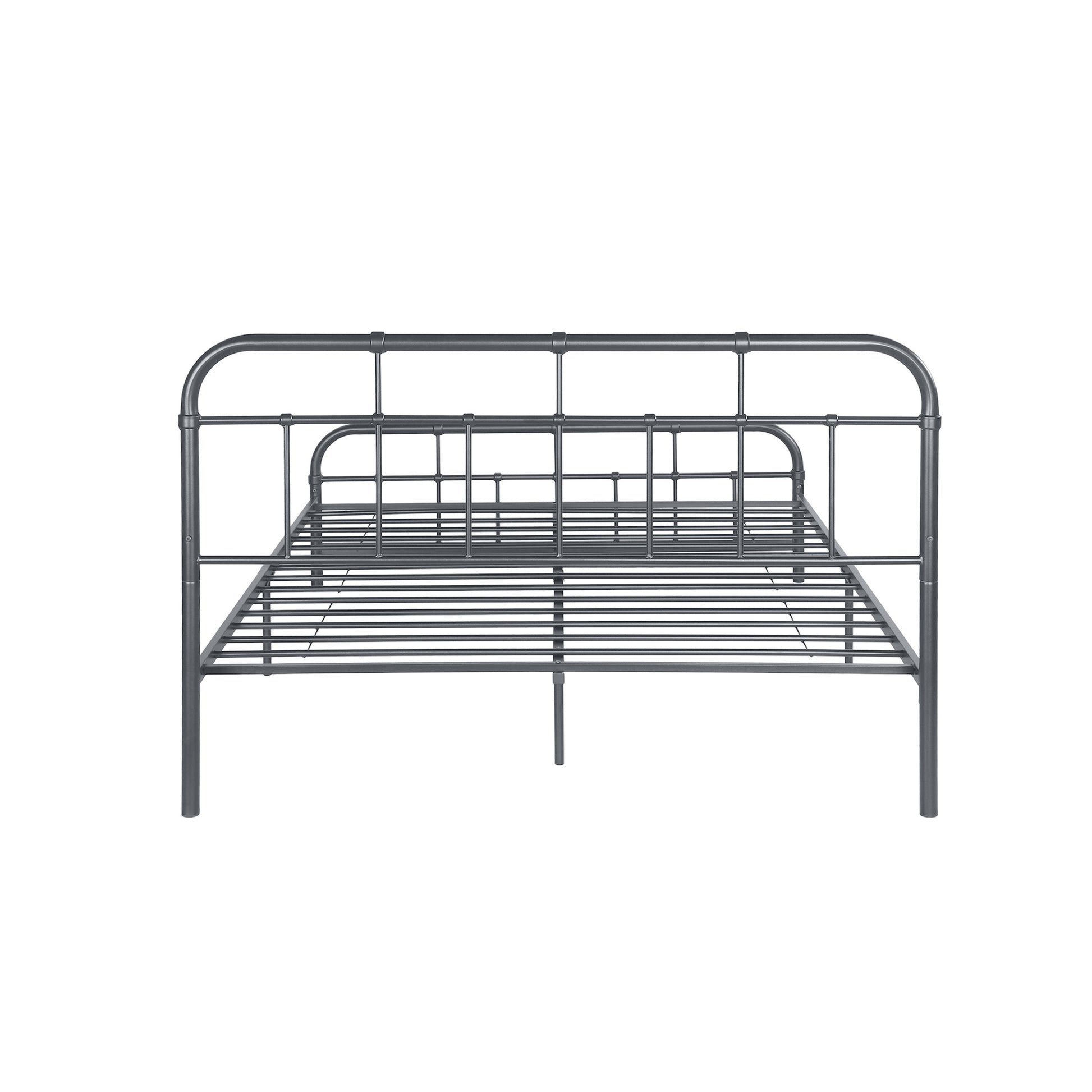 Queen Size Metal Bed Charcoal Grey Iron