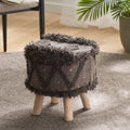 Roja Handcrafted Wool & Cotton 16 X 16 Foot Stool Dark Brown Wool