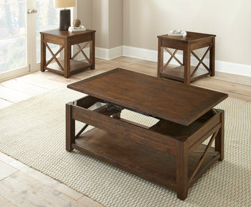 Lenka 3 Piece Table Set Brown Brown Wood