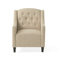 Upholstered Armchair With Ottoman Beige Fabric