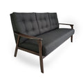 Athena Mid Century Waffle Stitch Tufted Accent Sofa With Rubberwood Legs Charcoal Grey Fabric