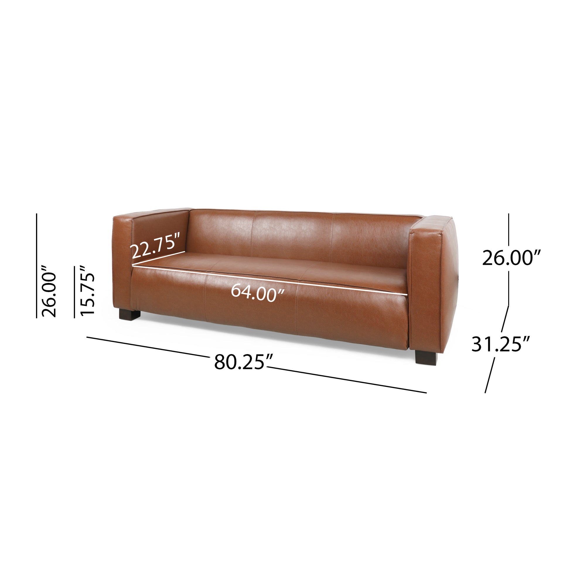 3 Seater Sofa Light Brown Fabric