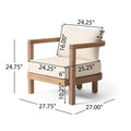 Set Of 2 Outdoor Acacia Wood Patio Club Chair, Patio Furniture,Waterproof Thick Cushion Deep Seating For Porch, Garden, Backyard, Balcony, Weight Capacity 400Lbs, Brown Wash, Beige Cushion Yes Deep Seating Brown Beige Garden & Outdoor 2 Person Seating