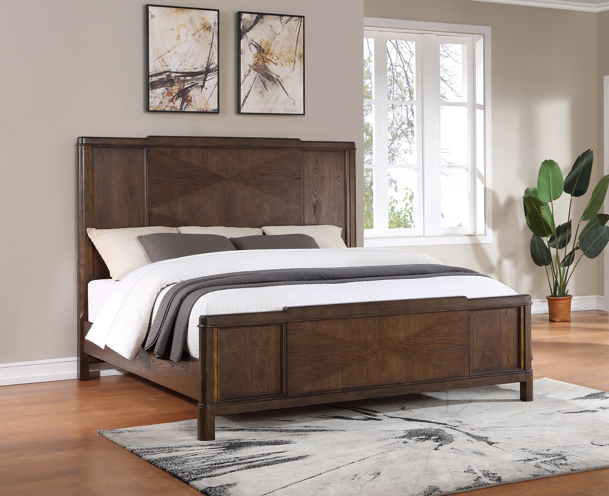 Milan King Bed Dark Brown King Dark Brown Wood