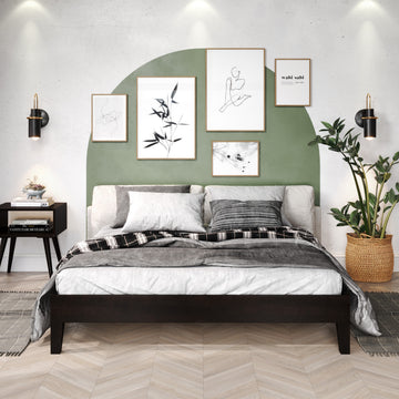 Nix Queen Platform Bed Black Queen Black Wood