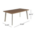 Leeds Dining Table With Faux Wood Top Silver Metal & Wood