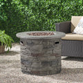 Hoonah 32'' Stone Circular Mgo Fire Pit W Grey Top 40,000 Btu Stone Gray Magnesium Oxide