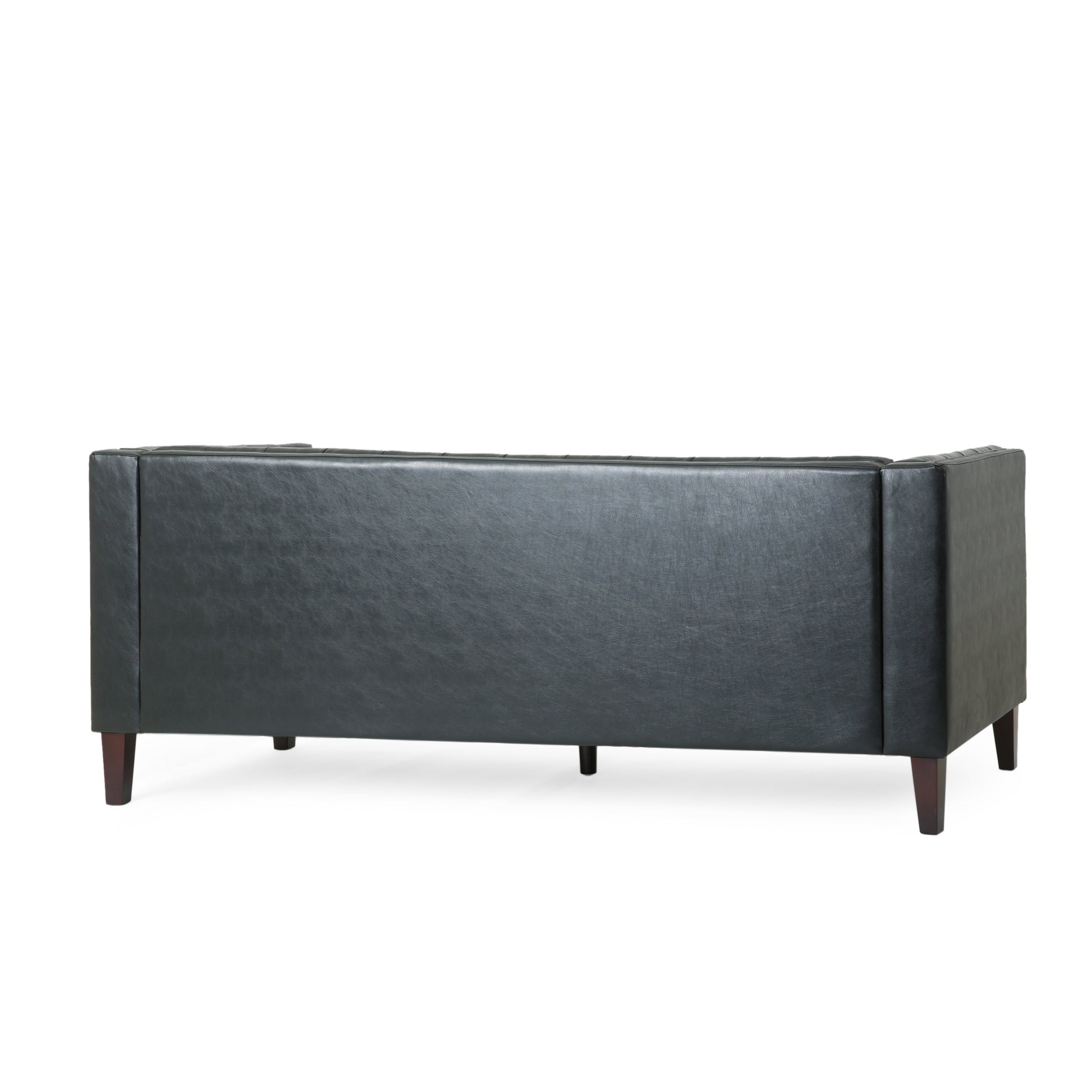 Mirod Comfy 3 Seat Sofa With Tufted Backmodern For Living Room Black Pu 3 Seat