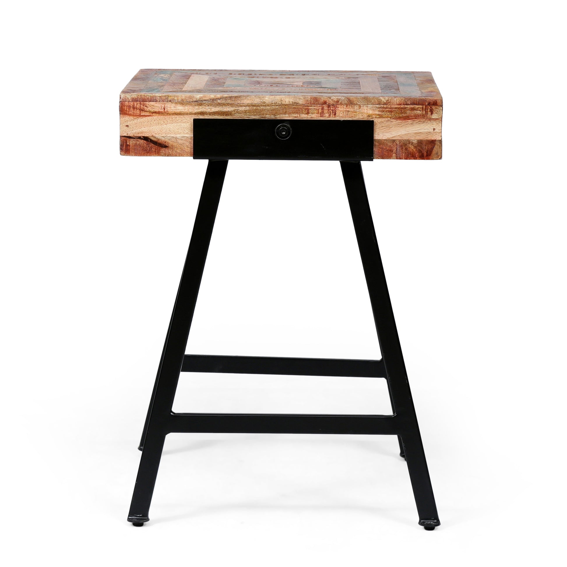 Wood & Iron End Table Natural Wood Metal