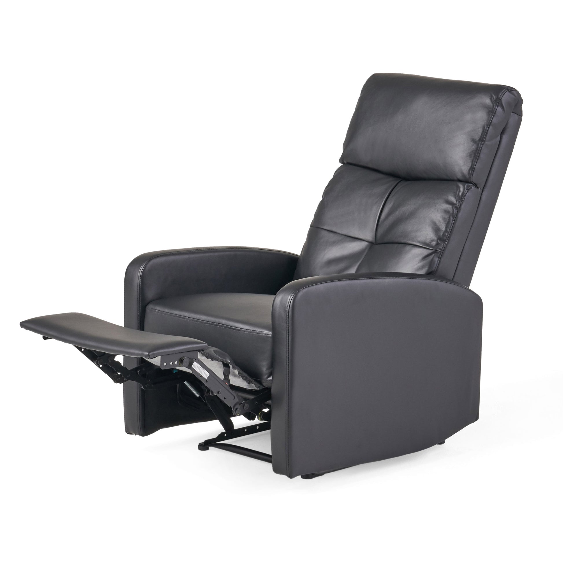 26" Wide Faux Leather Manual Standard Recliner Black Pu