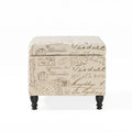 Parisian Storage Ottoman Beige Reclaimed Natural Fabric