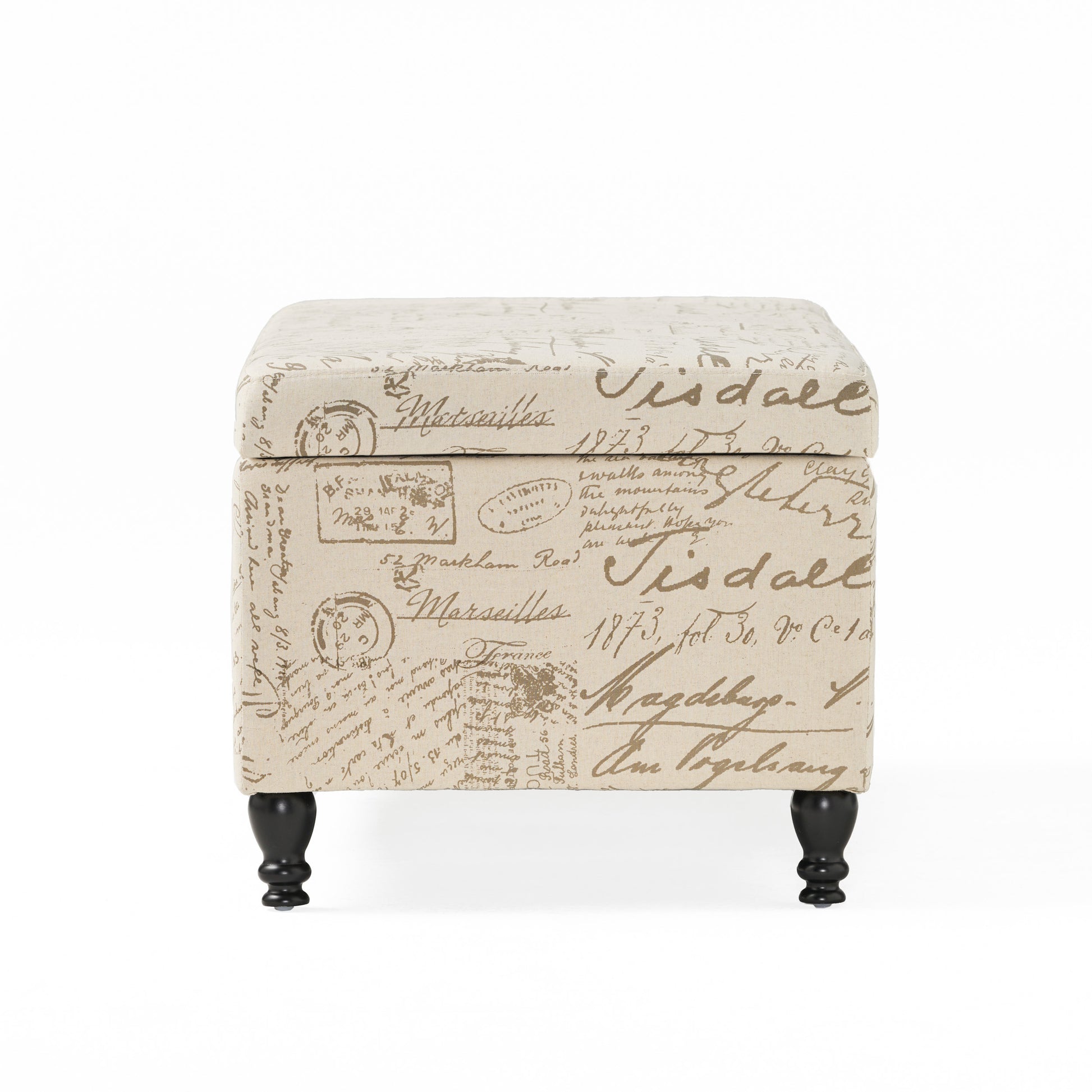 Parisian Storage Ottoman Beige Reclaimed Natural Fabric