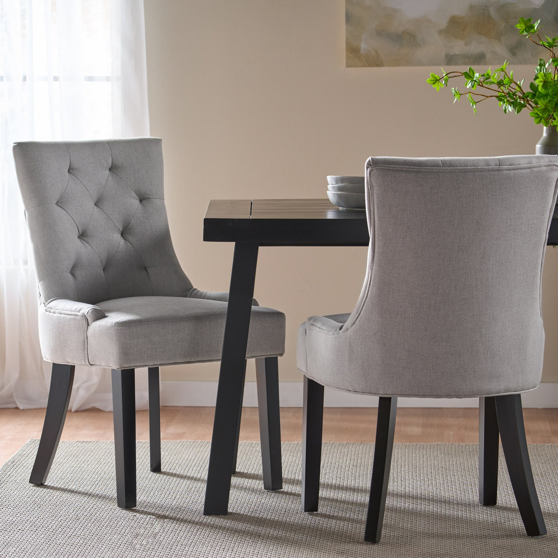 Cheney Dining Chair Kd Light Grey Wood Fabric