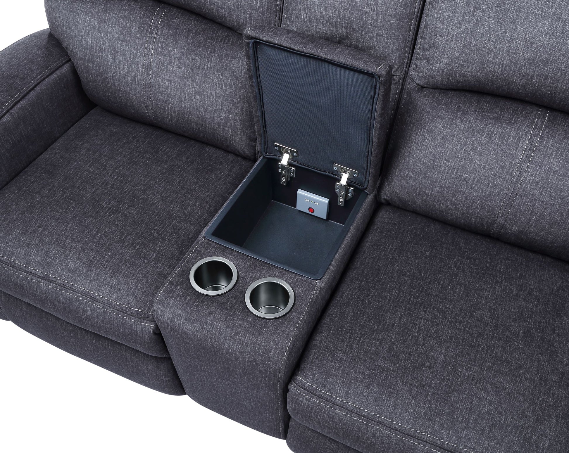 Lovell Power Console Loveseat Dark Gray Dark Gray Fabric 2 Seat