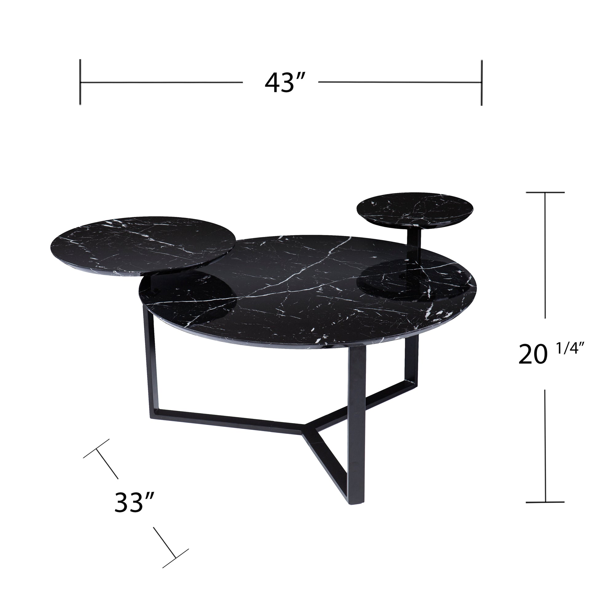 Saxelby Faux Marble Cocktail Table Black Iron