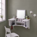 Wall Mount Ledge W Vanity Mirror Transitional Style White White Mdf