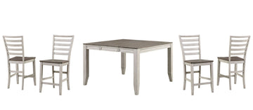 Abacus 5 Piece Counter Dining Set White White Wood