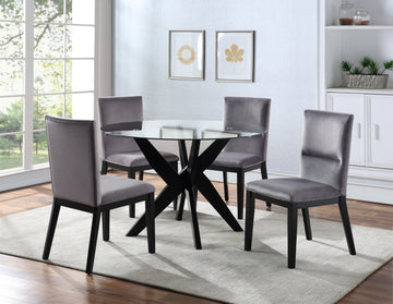 Amalie 5 Piece Dining Set Black Dark Gray Wood