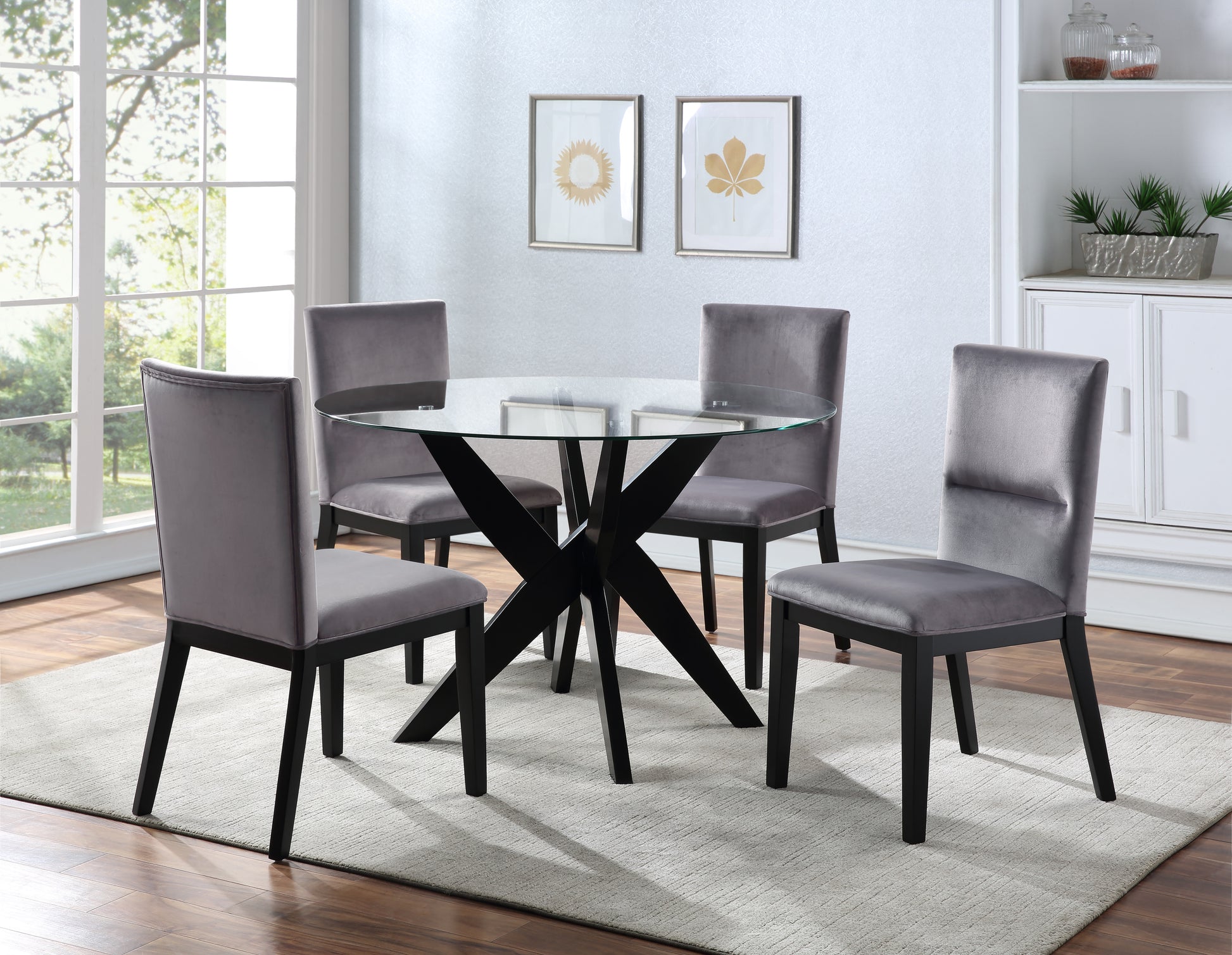 Amalie Round Dining Table Black Black Wood