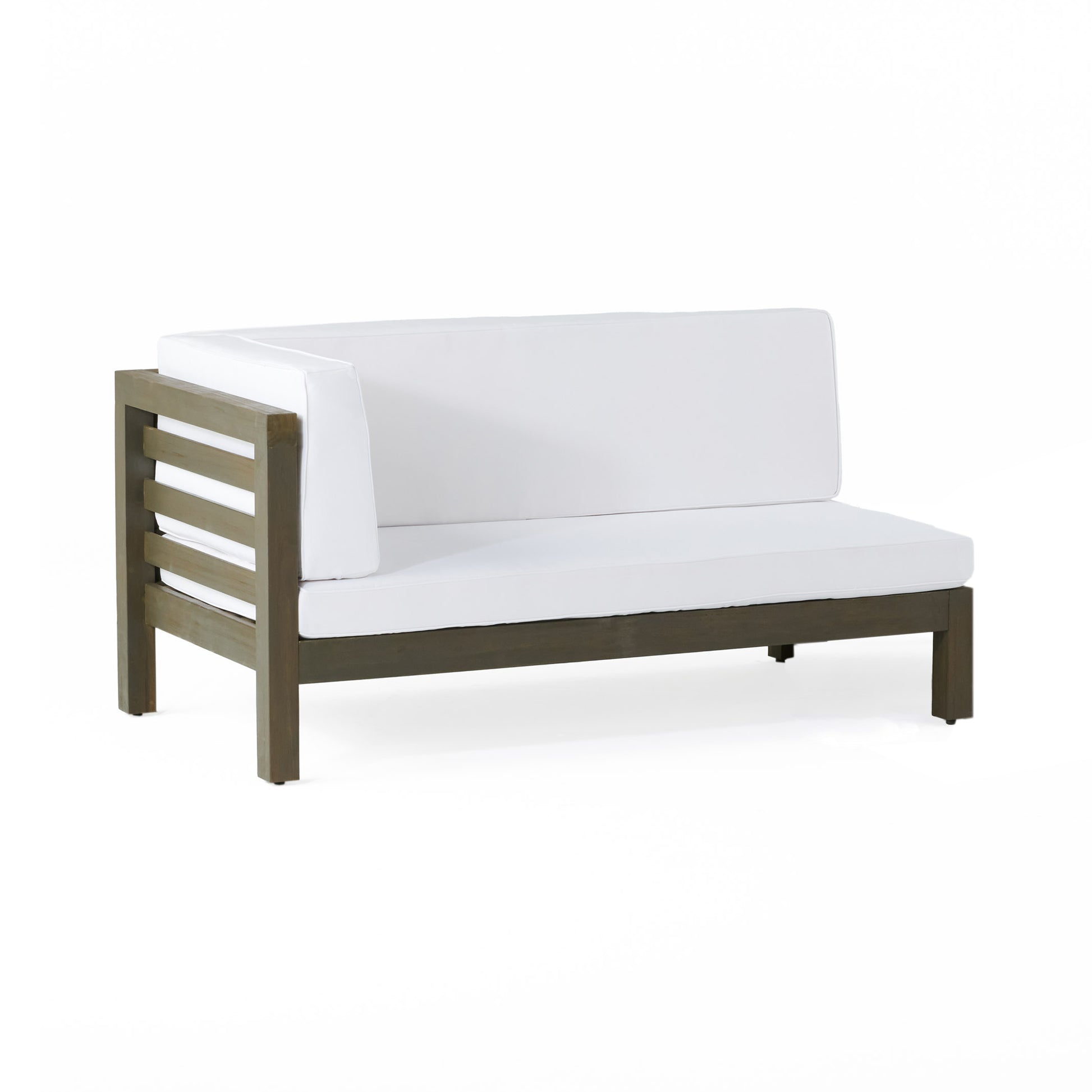 Oana Left Corner Bench And Coffee Table, White White Seats 2 Acacia Wood