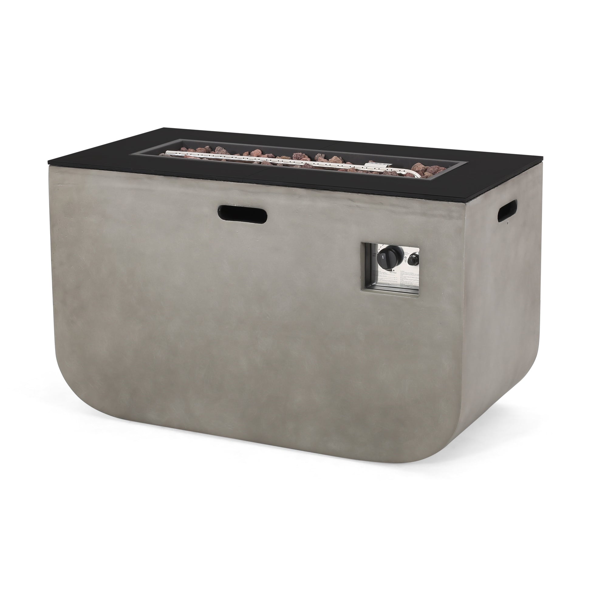 40" Rectangle Mgo Fire Pit 50 000 Btu Black Gray Magnesium Oxide