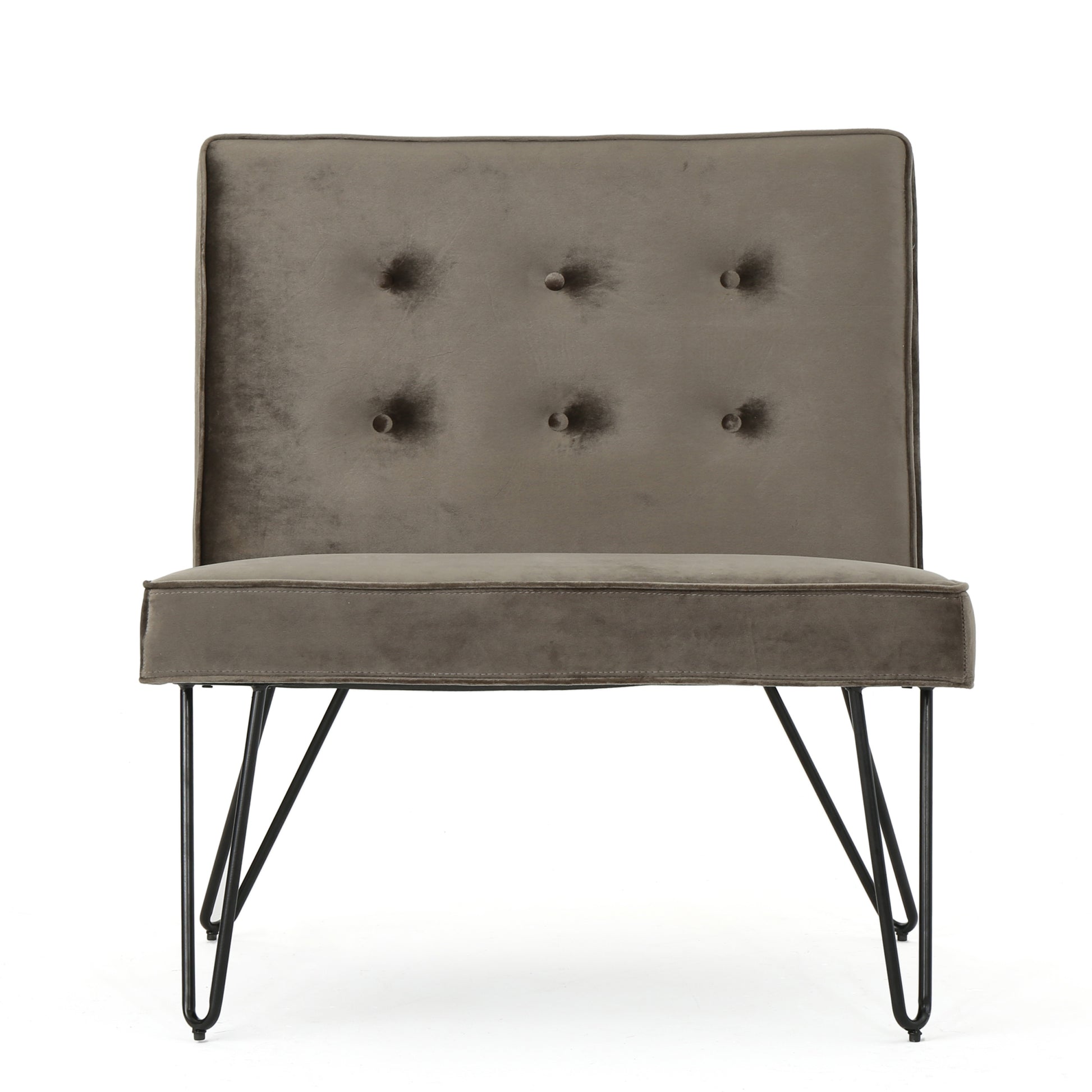 Chair Armless Modern Grey Velvet